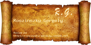 Roszinszky Gergely névjegykártya